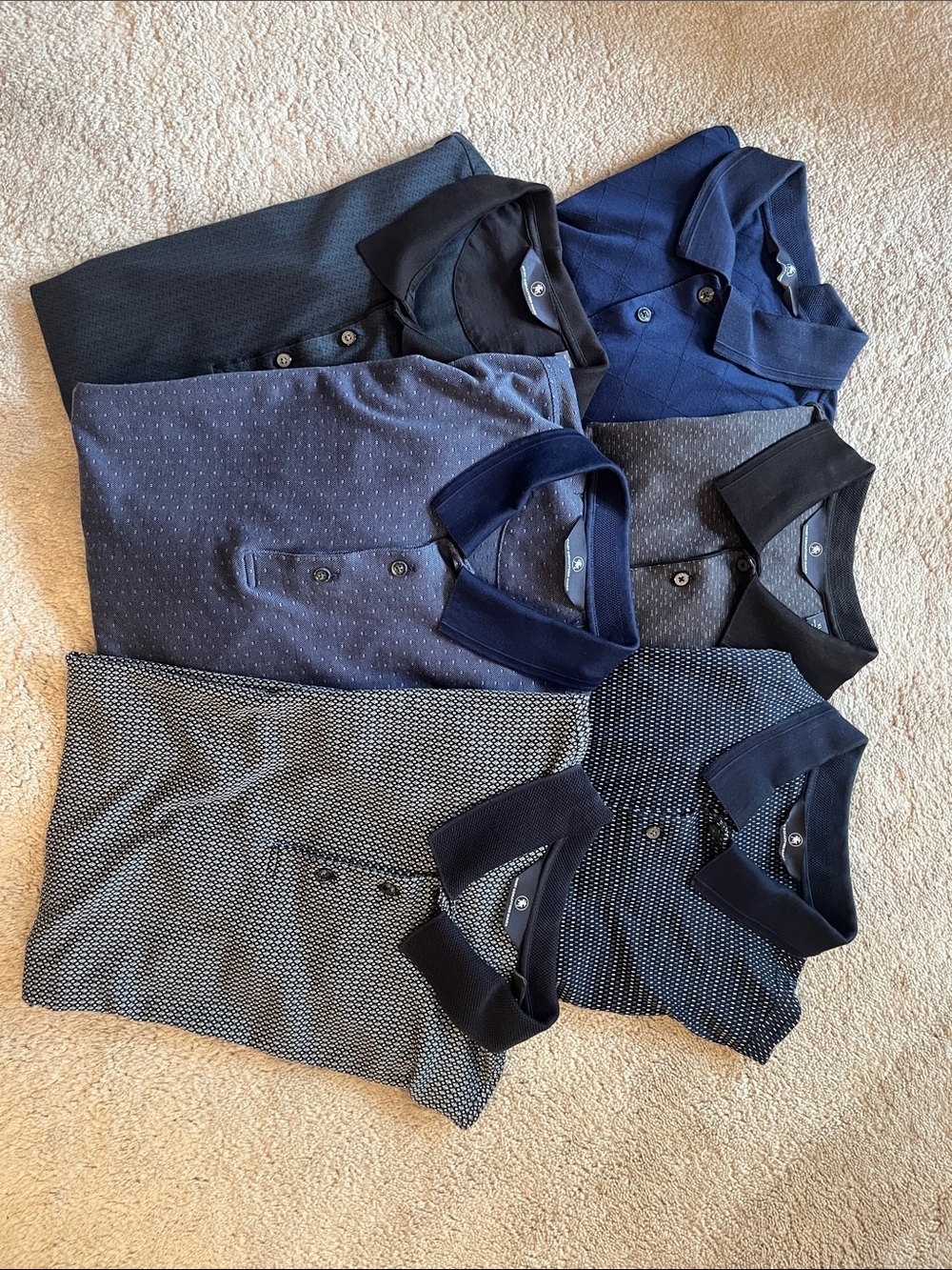 Men's Hart Schafner Marx Navy Short-Sleeve Polo Shirts - 6 shirts